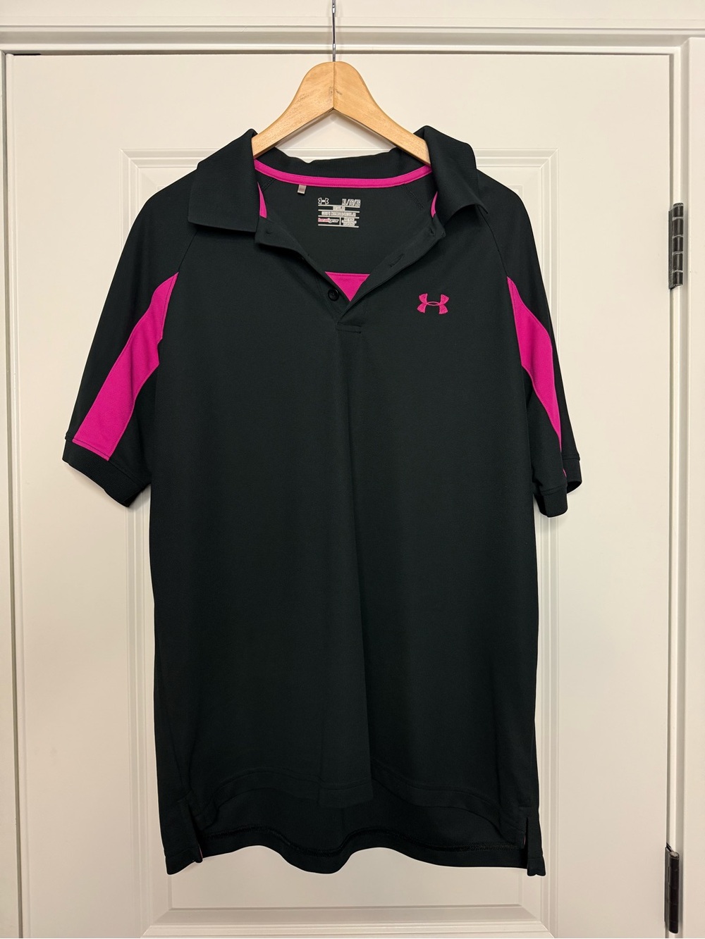 Under Armour Black Polo with Pink Trim